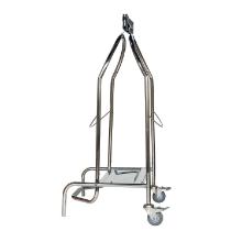 Zakhouder 110 l inox met rubberen klem op 2 wieltjes artikelfoto