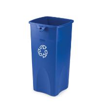 Collecteur carré : 87 lt - bleu - logo recyclage - 41.9 x 39.4 x 78.8 cm photo du produit