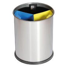 Poubelle de tri - 3 compartiments color&eacute;s - inox satin&eacute; - 13 lt photo du produit