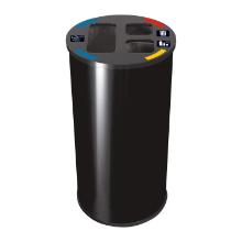 Poubelle de tri - 3 compartiments - acier - noir - 60 lt photo du produit