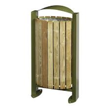 Corbeille : facade bois / metal vert olive - 60 lt - "arkea" photo du produit