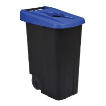 Poubelle de tri mobile movatri : 85 lt - noir et bleu photo du produit