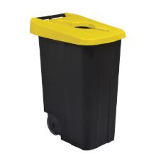 Poubelle de tri mobile movatri : 85 lt - noir et jaune photo du produit