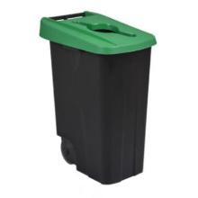 Poubelle de tri mobile movatri : 85 lt - noir et vert photo du produit