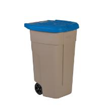 Roll-out container sur roues : base beige - couvercle bleu - 100 lt photo du produit