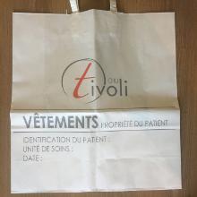 Sac portable poignées plates-papier-blanc-45+17x48cm-100gr/m2-impréssion (CHU TI photo du produit