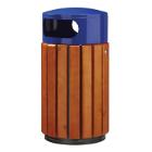 Poubelle : structure en bois tête en acier bleue 40 lt - "zeno" photo du produit