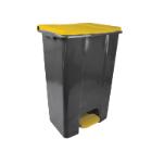 Pedaalemmer : gerecycleerd plastic grijs - deksel geel - 80 l - "ecoconti" artikelfoto