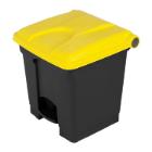 Poubelle &agrave; p&eacute;dale recycl&eacute;e anthracite couvercle jaune 30 l photo du produit