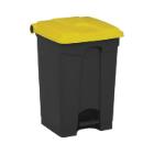 Poubelle à pédale recyclée anthracite couvercle jaune 45 l photo du produit
