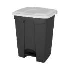 Poubelle &agrave; p&eacute;dale recycl&eacute;e anthracite couvercle blanc 70 l photo du produit