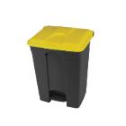 Poubelle &agrave; p&eacute;dale recycl&eacute;e anthracite couvercle jaune 70 l photo du produit