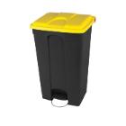 Pedaalemmer gerecycleerd antraciet geel deksel 90 l artikelfoto