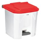 Poubelle &agrave; p&eacute;dale blanc couvercle rouge 30 l Utilo photo du produit