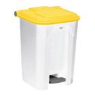 Poubelle à pédale blanc couvercle jaune 50 l Utilo photo du produit