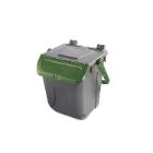 Poubelle recyclée gris couvercle à clapet et poignée vert 25 l Duck photo du produit