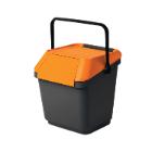 Poubelle avec poign&eacute;e 35 l gris couvercle &agrave; clapet orange EasyMax photo du produit