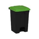 Poubelle à pédale recyclée noir couvercle vert 70 l photo du produit