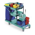 GREEN 420`- chariot-SERVICE ,plastic`/GLOBAL-N sup.sacpoub,4seaux6l,2plateaux,fixe manche, photo du produit