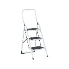 Trapladder : 3 brede treden - wit - staal artikelfoto