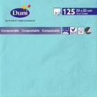 Serviette unie : bleu menthe - 33 x 33cm - 3 plis - 8 x 125pc photo du produit