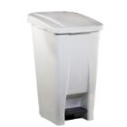 Poubelle mobile &agrave; p&eacute;dale : 60 lt - blanc - plastique photo du produit
