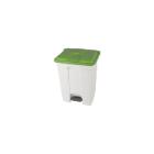 Poubelle à pédale - blanc - couvercle vert - 70 lt photo du produit