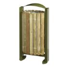 Corbeille : facade bois / metal vert olive - 60 lt - "arkea" photo du produit