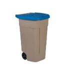 Roll-out container sur roues : base beige - couvercle bleu - 100 lt photo du produit