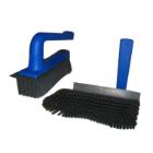 Handborstel : rubber - draibaar handvat - blauw artikelfoto