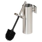 Brosse toilette avec support fixation murale ou &agrave; poser inox bross&eacute; photo du produit