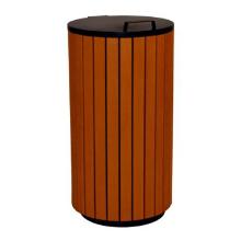 POUBELLE EXTERIEUR METAL 33L ALU LOOK BOIS/ANTRHACITE D.49X86CM (1) photo du produit