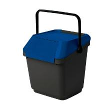 POUBELLE EASYMAX 35L GRIS AVEC COUVERCLE BLEU ET POIGNEE 39.5X38.5X41.1CM (1) photo du produit