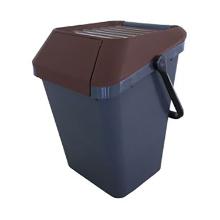 POUBELLE EASYMAX 45L GRIS AVEC COUVERCLE ET POIGNEE BRUN 39.5X38.5X50.1CM (1) photo du produit