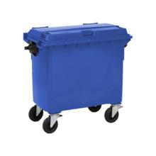 CONTENEUR A DECHETS 660L PE BLEU 4 ROUES PIVOTANTES-2+FREIN 121X76.5X121CM (1) photo du produit