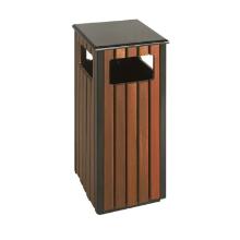 POUBELLE EXTERIEUR METAL 36L V-PART ALU LOOK BOIS/NOIR 35X35X81CM (1) photo du produit