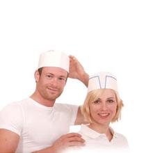 CALOT PAPIER CREPE BLANC AVEC LISERE BLEU - AJUSTABLE (20X25) photo du produit