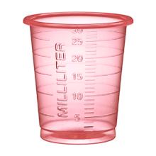 GODET À MÉDICAMENT ECO GRADUÉ 30CC HAUT / ÉTROIT ROUGE (100X90) photo du produit