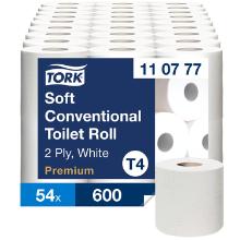PAPIER TOILETTE TORK TRADITIONNEL PREMIUM DOUX 2PLIS 9.4X11CM 600CPS T4 (6X10) photo du produit