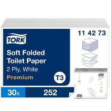 PAPIER TOILETTE TORK PREMIUM SOFT FOLDED 2PLIS T3 (30X252) photo du produit