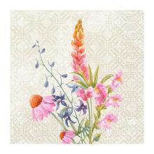 SERVIETTE DUNI PAP. FLORET 33X33CM 3 PLIS 1/4 (10X50) photo du produit
