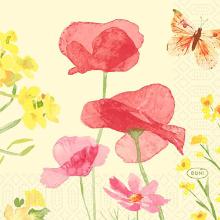 SERVIETTE DUNI PAP. POPPY FIELD 24X24CM 3PLIS 1/4 (20X50) photo du produit