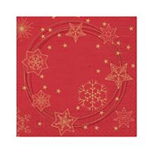 SERVIETTE DUNI PAP. STAR SHINE RED 33X33CM 3 PLIS ¼ (10X50) photo du produit