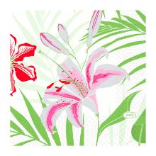 SERVIETTE DUNI PAP. TROPICAL LILY 24X24CM 3PLIS 1/4 (20X50) photo du produit