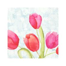 SERVIETTE DUNI PAP. PAINTED TULIPS 33X33CM 1/4 3PLIS (4X250) photo du produit
