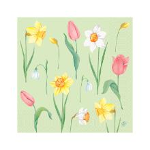 SERVIETTE DUNI PAP. SPRING MELODY 40X40CM 3LGS 1/4 (4X250) photo du produit