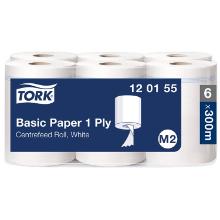 ROULEAU D'ESSUYAGE MIDI TORK BASIC RECYC. CENTERFEED BLANC 1PLI 20CMX300M M2 (6) photo du produit