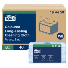 CHIFFON D'ESSUYAGE TORK LONG-LASTING COLOUR CODED BLEU 30X38.5CM W8 (8X40) photo du produit