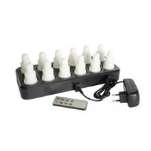 LED OPLAADBARE KAARSEN WARM WHITE 12ST + OPLADER + AFSTANDSBEDIENING (1) artikelfoto
