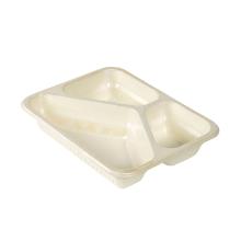 ASSIETTE MENU BIO-CELLULOSE BEIGE 227X178X45MM - 3 COMP. - 500/250/190ML (1X168) photo du produit
